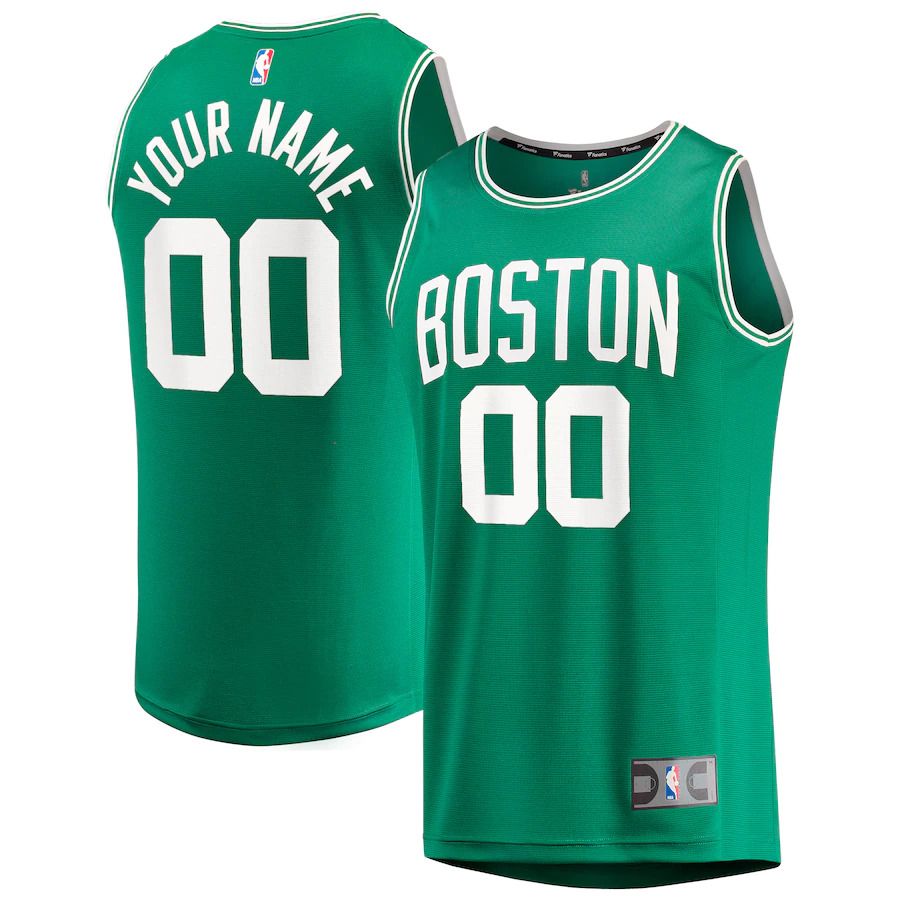 Men Boston Celtics Fanatics Branded Kelly Green Fast Break Custom Replica NBA Jersey